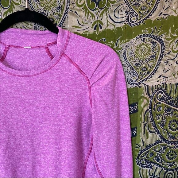 Lululemon Heathered Ultraviolet Think Fast Long Sleeve Size 8 - Picture 3 of 15